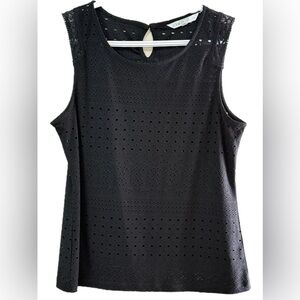 Black Sleeveless Eyelet Top